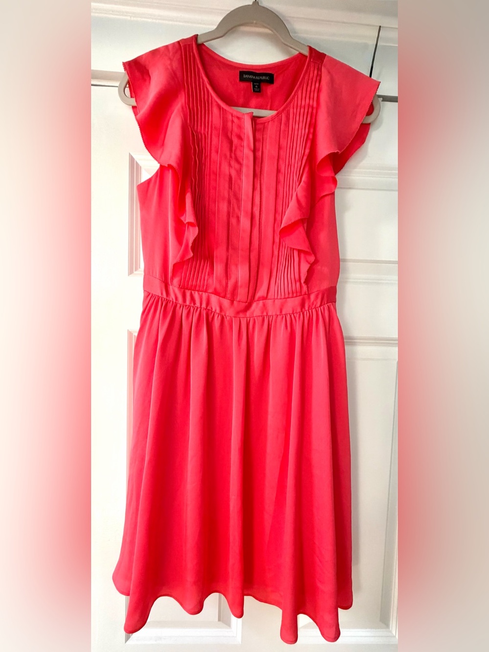 Banana Republic Girls' Coral Pink Ruffle Pintuck Dress